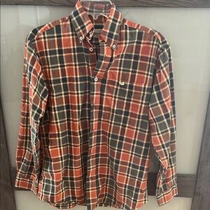 Southern Marsh Orange and Black Plaid Button-Down Shirt
